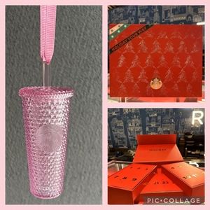 LAST ONE Starbucks Bling Pink Studded Keychain Ornament